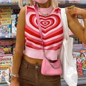 NWOT Pink Heart Wave Sweater Vest